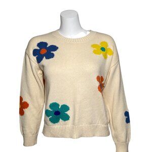 Rails Perci Sweater in Ivory Daisies Womens Size S Long Sleeve Pullover
